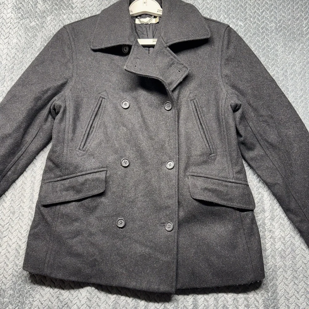 J Crew Women's XS Peacoat Wool Nylon Thinsulate Quilt Lined Jacket Dark Charcoal - Picture 2 of 13